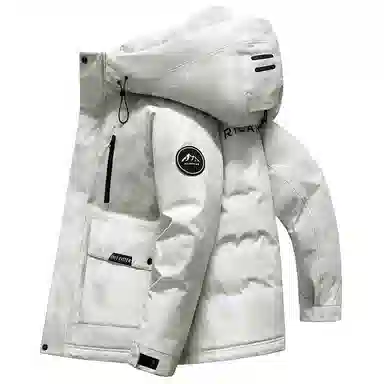 鸭鸭 山系户外风 登山休闲工装情侣宽松保暖外套加厚防寒连帽羽绒服 男女同款