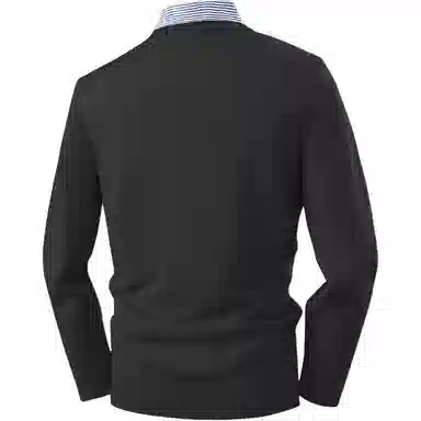 红豆 高克重假两件高档提花衬衫领保暖厚毛衣柔软打底衫上衣针织衫 男款