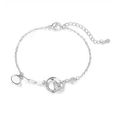 珂里 龙凤双环一对情侣款莫比乌斯环小众设计感轻奢环环相扣手饰#好运 合成立方氧化锆 手链 男女同款情侣款