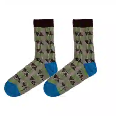 BEAR UNION Retro Colorblock Floral Socks