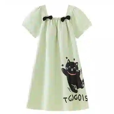 静英鸾 短袖卡通小猫甜美风休闲舒适家居服睡裙 女款