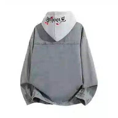 FIDO DIDO Vintage Button Hoodie Denim Jacket