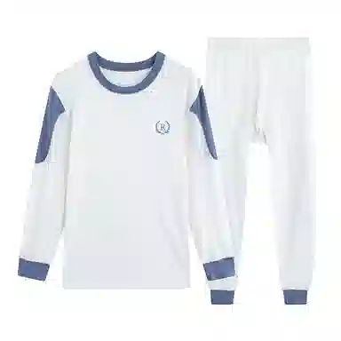 贴身领域 秋衣秋裤青少年纯棉全棉毛衫初中高中学生男士内衣保暖套装 男款