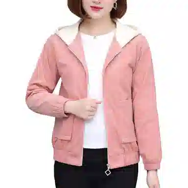 左岸 时尚简约美式潮流女士百搭长袖夹克设计立领背后字母印花舒适柔软宽松透气亲肤遮肉洋气减龄休闲户外运动日常通勤绒感外套 女款