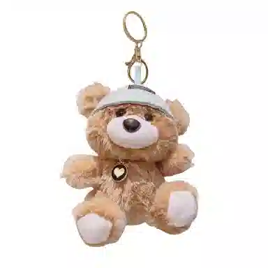 心水好物 可爱毛绒爱心小熊公仔挂饰钥匙扣手提包双肩包 聚酯纤维 挂件 男女同款情侣款