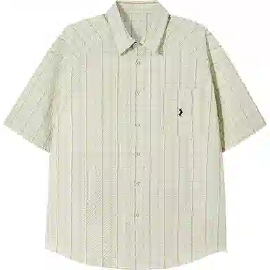 PSO Brand Bubble Yarn Plaid Embroidered Shirt