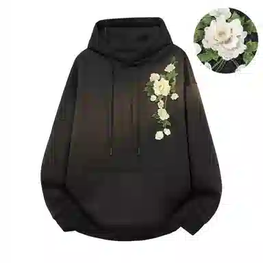 【万针刺绣3D立体浮雕】布客行 美式复古文艺风植物花卉工艺纯色基础简约百搭高级感高街潮流休闲舒适学院华棉重磅长袖卫衣 男女同款