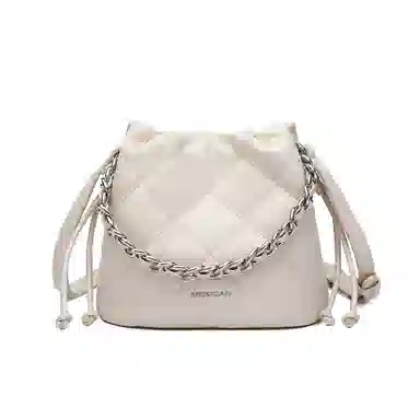 稻草人 高级感菱格小香风链条时尚气质百搭通勤实用小众轻便 牛皮拼合成革 水桶包斜挎单肩手提包 常规 女款 多色