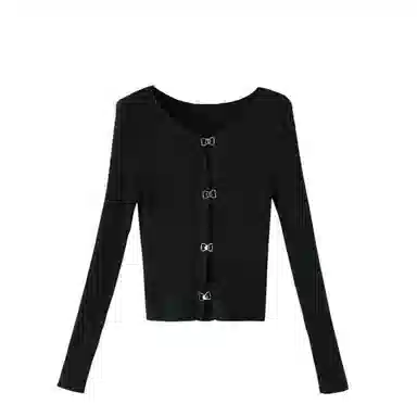 晚白 高弹弹力条纹减龄修身版型针织衫 女款