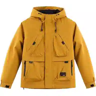 棉致 多口袋机能插肩复古连帽拉链开衫抽绳时尚百搭防风舒适工装外套通勤休闲宽松夹克 男女同款