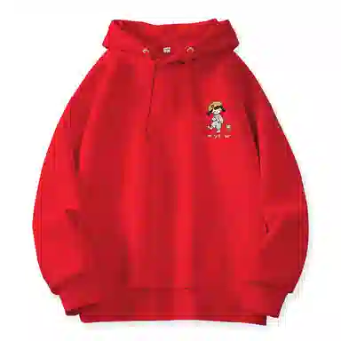 棉致 彩色线条小女孩潮流百搭简约时尚学院风柔软舒适松紧抽绳连帽长袖卫衣 女款