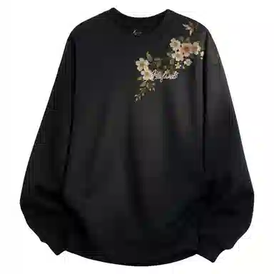 阿凡迪 仿刺绣美式复古高街时尚潮流创意花卉设计手写艺术字母纯色宽松日常通勤休闲运动学生党经典百搭长袖氛围感圆领卫衣 男女同款