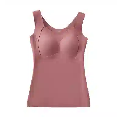 二三二三  休闲隐形无痕舒适秋衣亲肤柔软无袖贴身内搭内衣带胸垫免穿文胸打底衫日常简约百搭保暖上装 女款