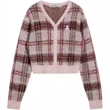 RestRecreation FW25 CHECK PATTERN HAIRY KNIT CARDIGAN