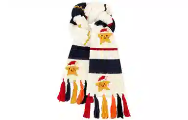 优幽兰 时尚潮流高级感彩色流苏针织冬季保暖百搭小众设计感撞色条纹学生可爱少女心穿搭 腈纶 绒线围巾 女款