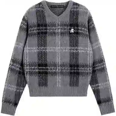 RestRecreation FW25 CHECK PATTERN HAIRY SWEATER V