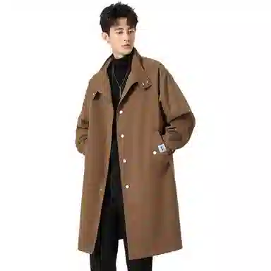 【dme】 简约韩系立领高品质气质宽松中长款大衣男秋款休闲设计时尚风衣外套 男女同款