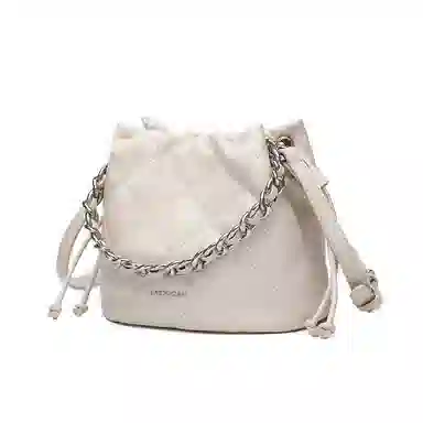 稻草人 高级感菱格小香风链条时尚气质百搭通勤实用小众轻便 牛皮拼合成革 水桶包斜挎单肩手提包 常规 女款 多色