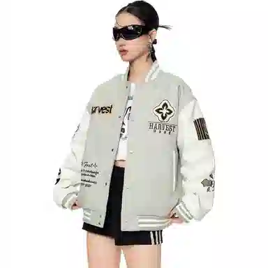 悍戈 美式复古潮流舒适百搭祖母刺绣运动棒球服外套夹克 男女同款