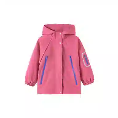 唐狮童装冲锋衣 户外纯色时尚 耐磨透气防风 连帽外套女款 儿童款 