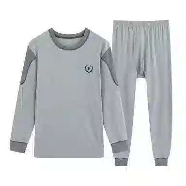 贴身领域 秋衣秋裤青少年纯棉全棉毛衫初中高中学生男士内衣保暖套装 男款