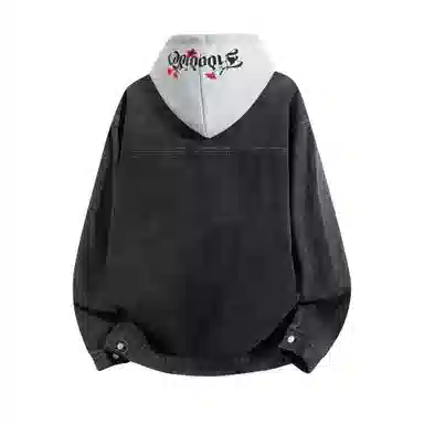 FIDO DIDO Vintage Button Hoodie Denim Jacket