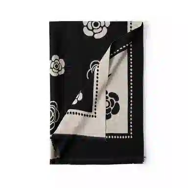 红豆 秋冬保暖山茶花小香风加厚 聚酯纤维 绒线围巾 男女同款情侣款