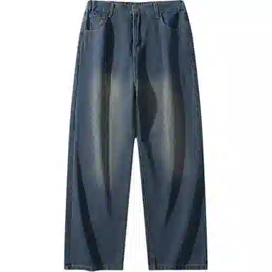 欧迪芬 美式复古学院风运动风潮流水洗做旧纯色高街直垂感重工舒适百搭时尚柔软宽松休闲裤半显高显瘦无性别主义长裤牛仔裤 男女同款