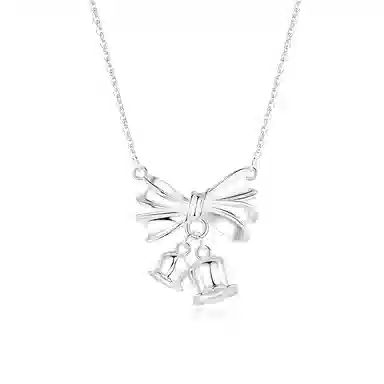 【S925纯银】 七七银饰 好运蝴蝶结 甜美梦幻铃铛冷淡风气质 简约小众设计高级感 森系闪耀优雅时尚 百搭通勤#好运  银 项链 女款