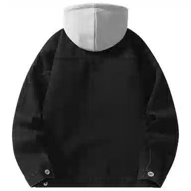 帕丁顿熊 美式复古小熊人物刺绣宽松休闲百搭学院日常穿搭假两件水洗做旧可拆卸连帽牛仔外套 男女同款