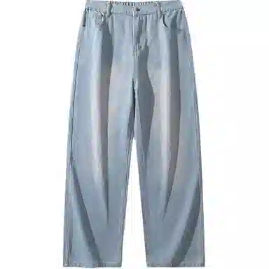 欧迪芬 美式复古学院风运动风潮流水洗做旧纯色高街直垂感重工舒适百搭时尚柔软宽松休闲裤半显高显瘦无性别主义长裤牛仔裤 男女同款