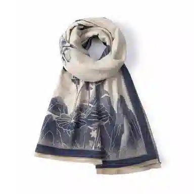 红豆 保暖中国风提花设计加厚外搭 聚酯纤维 绒线围巾 男女同款情侣款