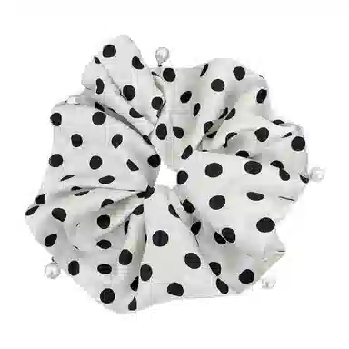 蒙妮 高级感气质缎面波点珍珠大号大肠圈 布艺 发圈 女款