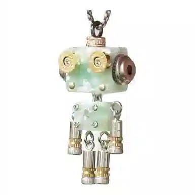 木小魔 小布鲁巴 手工制作成品机器人创意木制钥匙扣 树脂 项链 男女同款情侣款