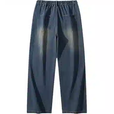 欧迪芬 美式复古学院风运动风潮流水洗做旧纯色高街直垂感重工舒适百搭时尚柔软宽松休闲裤半显高显瘦无性别主义长裤牛仔裤 男女同款