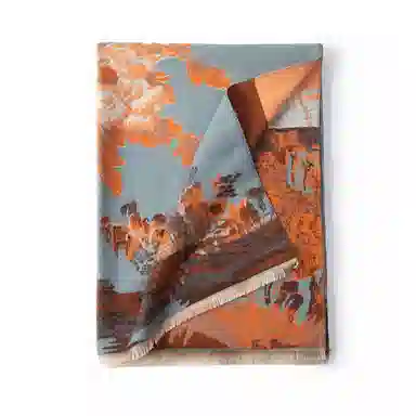 红豆 双面提花国风加厚保暖 聚酯纤维 绒线围巾 男女同款情侣款