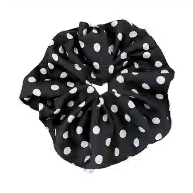 蒙妮 高级感气质缎面波点珍珠大号大肠圈 布艺 发圈 女款