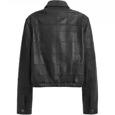 COACH FW25 Zip-Up Checkered Leather Jacket