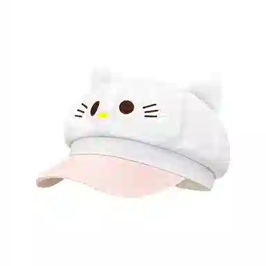 钓鱼熊 甜美可爱小鱼猫咪耳朵卡通显脸小百搭出游报童画家帽子 聚酯纤维 贝雷帽 男女同款情侣款