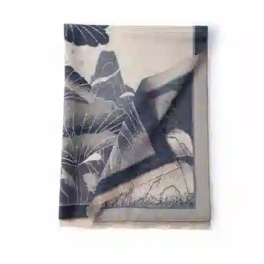 红豆 保暖中国风提花设计加厚外搭 聚酯纤维 绒线围巾 男女同款情侣款