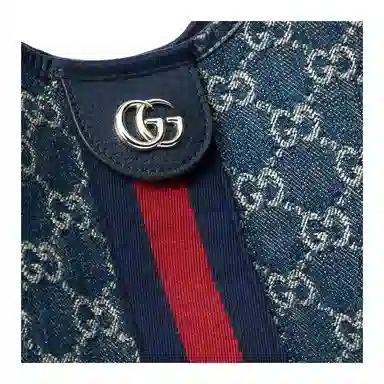 GUCCI GIGLIO Tote Bag Small Blue White