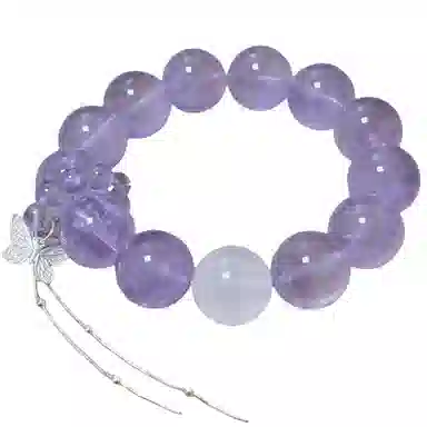 千叶珠宝 「紫梦蝶坠·银链珠」 紫蝴蝶结流苏梦幻优雅灵动格调精致轻奢高级感小众设计款#好运天然 紫水晶 手串 男女同款情侣款