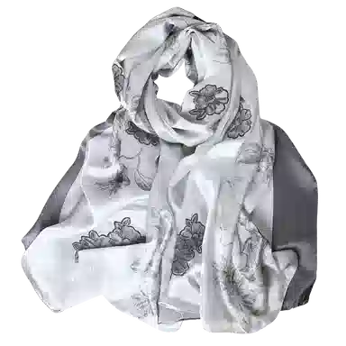 一米画纱 奢靡凝香高贵精致古典气质重工贴花喷绘真丝长款 桑蚕丝 丝巾 女款