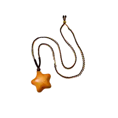 色菲尔 民族风星星月亮复古新中式潮酷国风国潮可爱少女森系时尚日常通勤学生百搭 鸡翅木 项链 男女同款情侣款