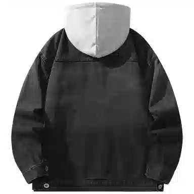 帕丁顿熊 美式复古小熊人物刺绣宽松休闲百搭学院日常穿搭假两件水洗做旧可拆卸连帽牛仔外套 男女同款