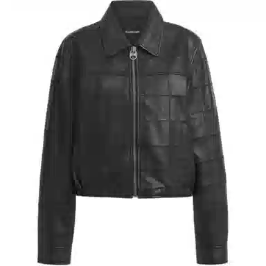 COACH FW25 Zip-Up Checkered Leather Jacket