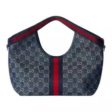 GUCCI GIGLIO Tote Bag Small Blue White