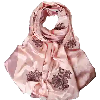 一米画纱 奢靡凝香高贵精致古典气质重工贴花喷绘真丝长款 桑蚕丝 丝巾 女款