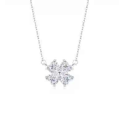 【999足银纯银 爆闪好运草】 福韵金 六桂福 幸运四叶草轻奢闪耀精致简约小清新甜美温柔清冷感小众高级气质百搭 银首饰 项链 女款