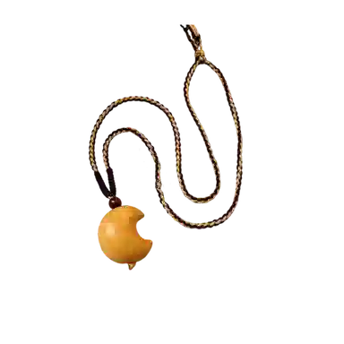 色菲尔 民族风星星月亮复古新中式潮酷国风国潮可爱少女森系时尚日常通勤学生百搭 鸡翅木 项链 男女同款情侣款